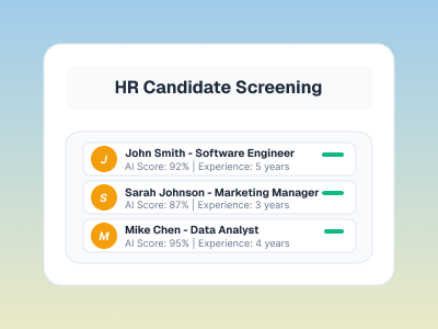 HR Departments interface mockup